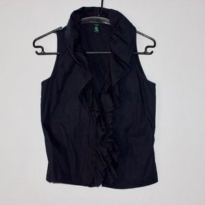 Lauren Ralph Lauren Black Sleeveless Ruffle Blouse